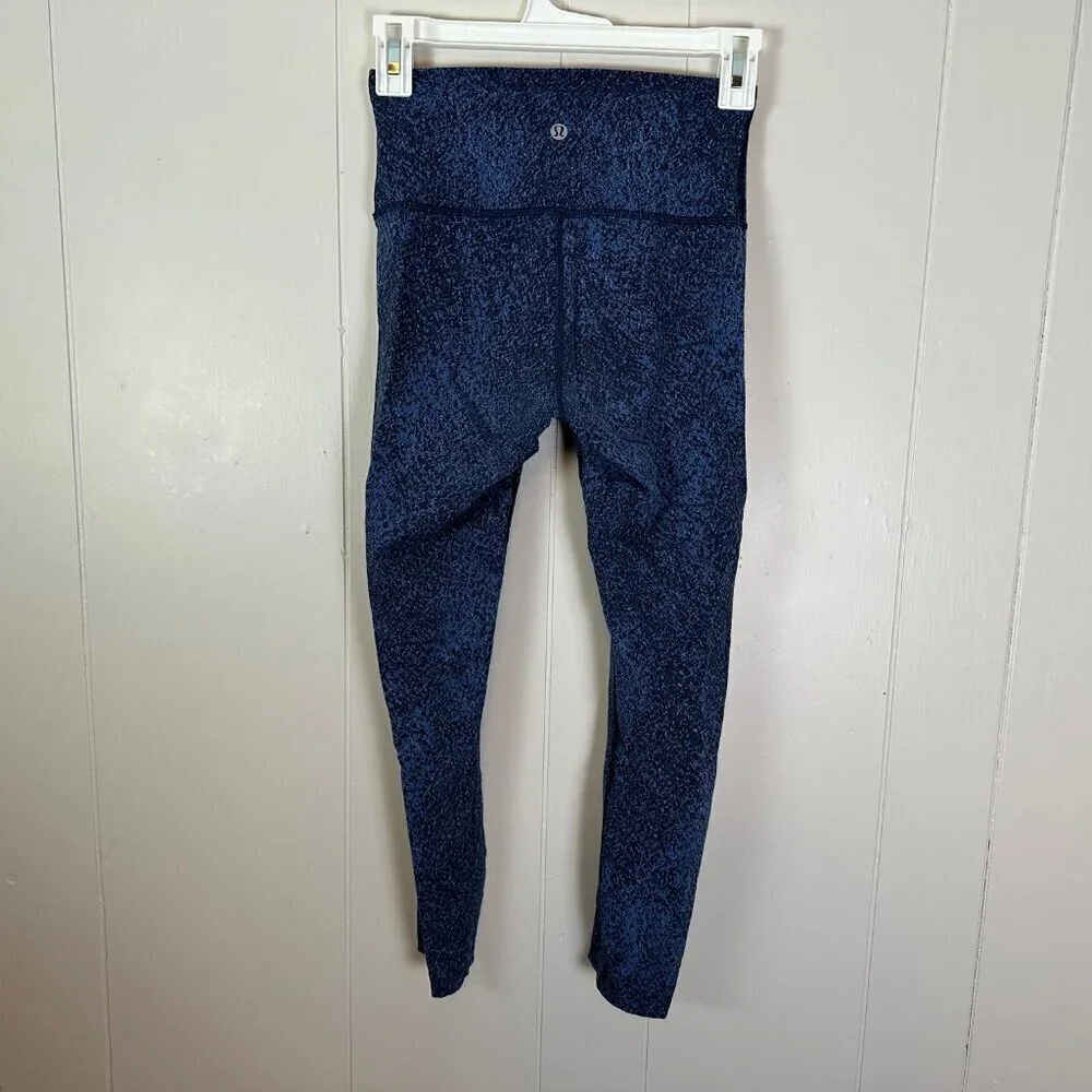 Lululemon Wunder Under Crop Luxtreme Mineral Deposit Blue Leggings Size 4